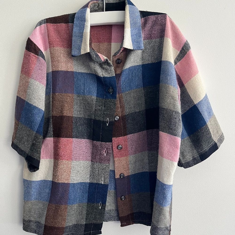 Morley Plaid Button Down with Metallic Accent (size 6)